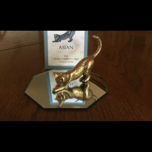 Franklin Mint Art 986 Franklin Mint Asian Brass Cat Of The Curio